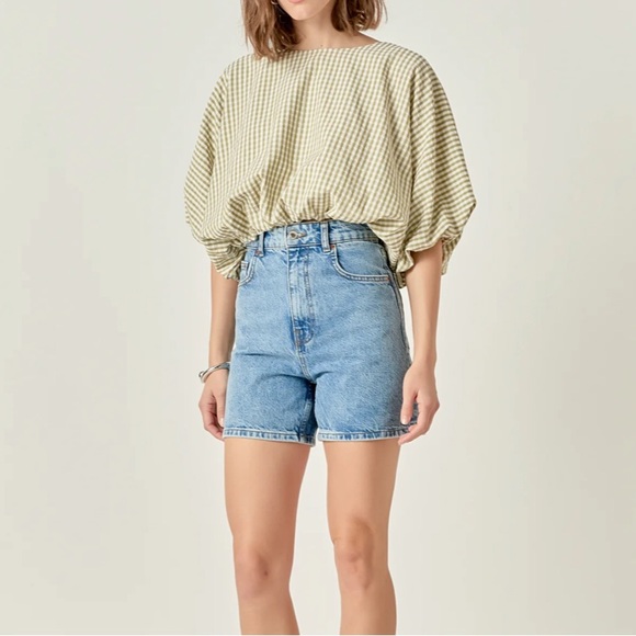 English Factory Green Gingham Blouse - Picture 2 of 5